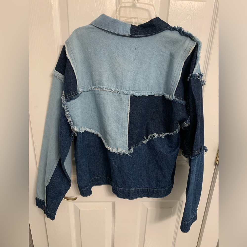 Patchwork Size Large Women’s Denim Jacket - image 2